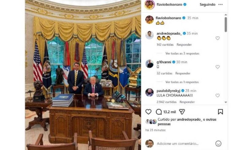 Presidente da Alesp Interage com Postagem de Flávio Bolsonaro ao Lado de Donald Trump – 26/05/2026 – Painel